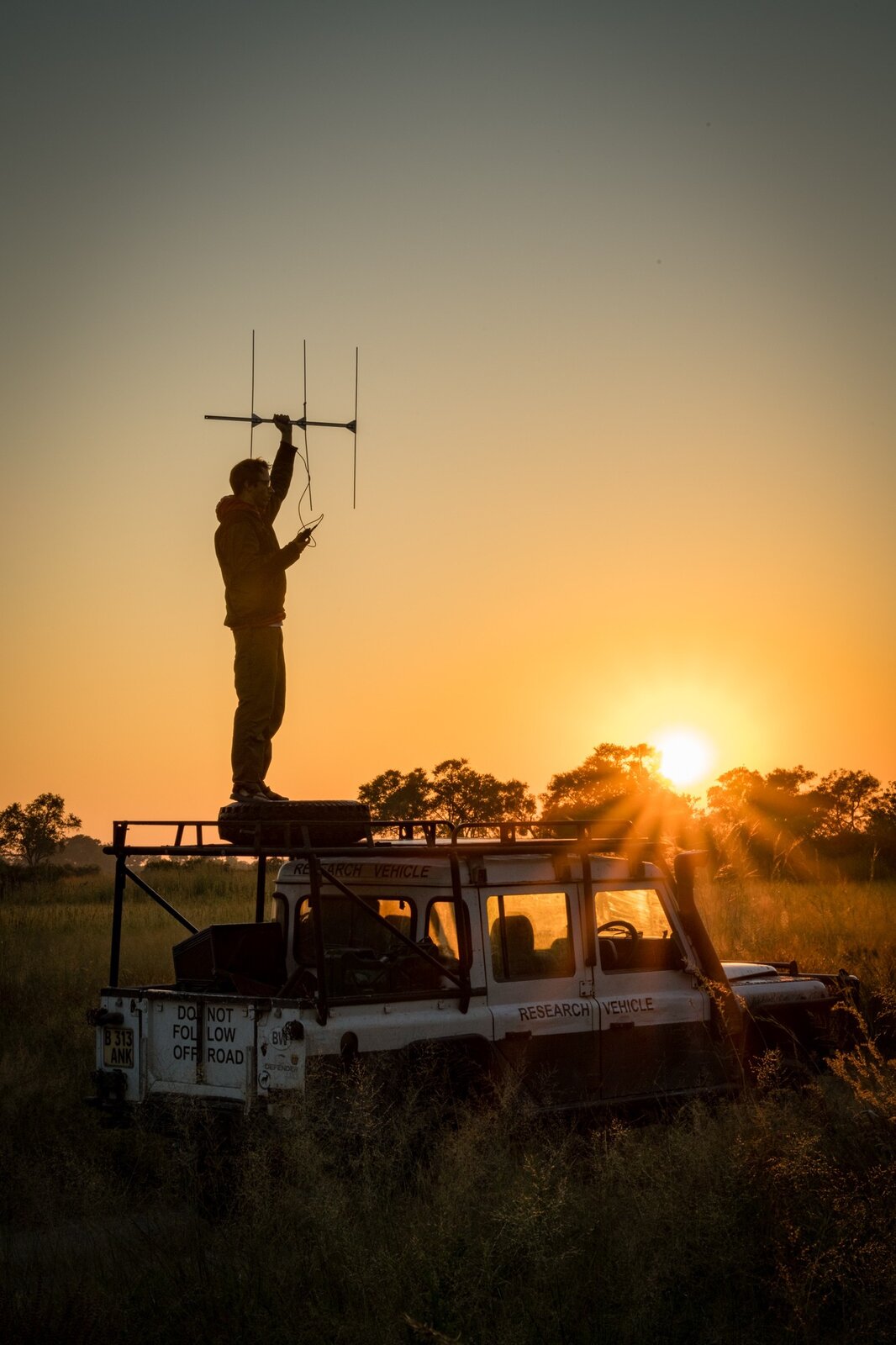 Radio-tracking from the roof of a research vehicle